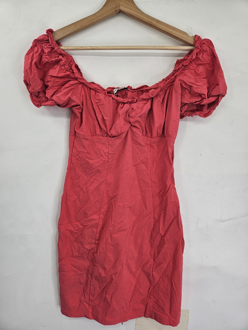 Haute Monde Red Off-Shoulder Puff Sleeve Mini Dress